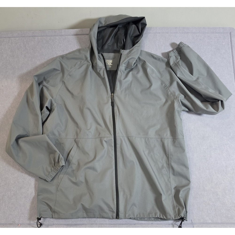 32 Degrees Heat Windbreaker Jacket Mens Grey Full Zip Pockets Stretch Size XL